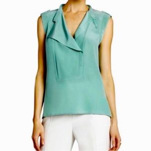BCBG MAX AZRIA Kori Sleeveless 100% Silk Green Blouse - Size S